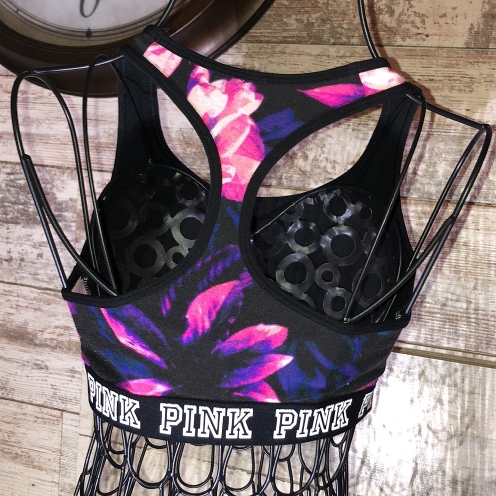 Victoria’s Secret PINK floral sports bra purple/pink/black size XS tropical​​​ - Picture 4 of 4